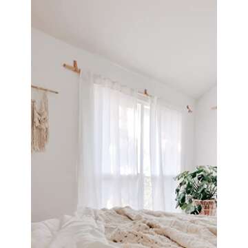 KEYAIIRA - Curtain rod holder leather curtain rod bracket holders leather loop strap for wall boho pole hanger wall blanket display farm house style