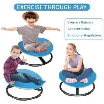Pterying Spinning Chair for Autistic Kids, Autism Sensory Spinning Chair, Kids Sensory Swivel Chair, Toddler Spinning Seat Training Body Coordination and Balance, Upgraded Azure Rounded Shape