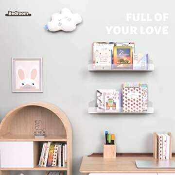 BTSD-home 15" Clear Acrylic Floating Shelf Set for Display