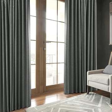 Stylish HPD Faux Linen Room Darkening Curtains 108"