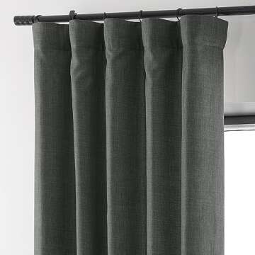 Stylish HPD Faux Linen Room Darkening Curtains 108"