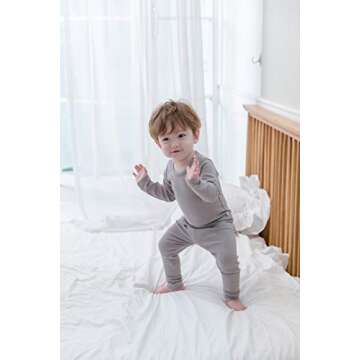 AVAUMA Baby Boys Girls Pajama Set Kids Toddler Snug fit Basic Cotton Sleepwear pjs for Daily (Light Gray-19 Small)