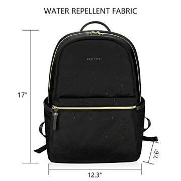 KROSER Laptop Backpack 15.6 Inch Fashion Backpack Water-Repellent Computer Backpack Laptop Bag Nylon Causal Daypack with USB Charging Port for Travel/Business/College/Women/Men-Black