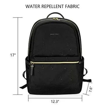 KROSER Laptop Backpack 15.6 Inch Fashion Backpack Water-Repellent Computer Backpack Laptop Bag Nylon Causal Daypack with USB Charging Port for Travel/Business/College/Women/Men-Black