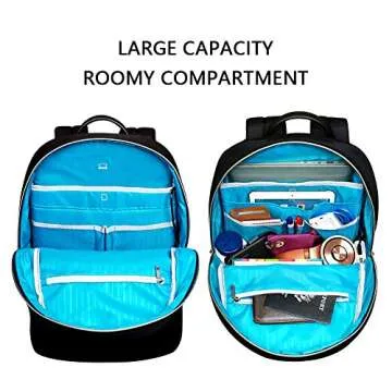 KROSER Laptop Backpack 15.6 Inch Fashion Backpack Water-Repellent Computer Backpack Laptop Bag Nylon Causal Daypack with USB Charging Port for Travel/Business/College/Women/Men-Black