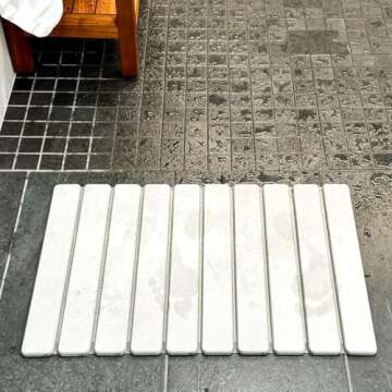 Stone Drying Mat for Kitchen Counter,24"(L)×16"(W) Dish Drying Mat,Fast Water-Absorbing, Environmentally Friendly Diatomite Mat-White