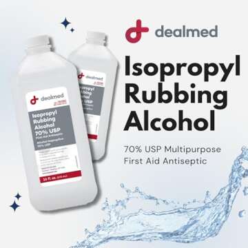 Dealmed Isopropyl Rubbing Alcohol 70% USP, First Aid Antiseptic, 16 fl. oz, (1 Pack)
