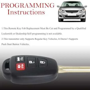 Key Fob Remote Replacement Fits for Toyota Corolla 2014 2015 2016 2017 2018 2019/Camry 2014-2017/Tacoma 2016-2018 HYQ12BDM Keyless Entry Remote Control HYQ12BEL 89070-02880 H Chip(Pack of 1)
