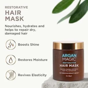 Argan Magic Restorative Hair Mask - Protein Rich Conditioning Hair Mask that Hydrates, Restores And Repairs Damaged Hair | Made in USA, Paraben Free, Cruelty Free (12 oz)
