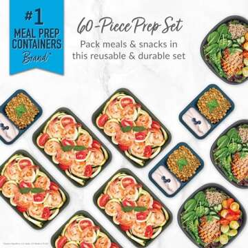 Bentgo Prep 60-Piece Variety Meal Prep Kit for Healthy Eating - Microwave, Freezer & Dishwasher Safe