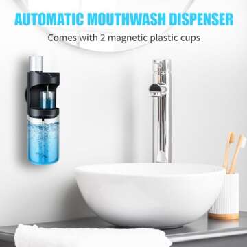 Viicuper Automatic Mouthwash Dispenser Touchless - 550mL(19.36 Oz) Wall-Mounted Mouthwash Dispenser ...