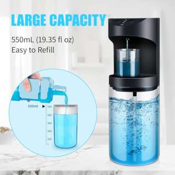 Viicuper Automatic Mouthwash Dispenser Touchless - 550mL(19.36 Oz) Wall-Mounted Mouthwash Dispenser for Bathroom, Lavatory, and Kitchen with 2 Magnetic Cups (Black)
