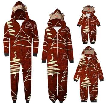 Lpmadey Christmas Family Pajamas Matching Sets Onesie Holiday Jumpsuit Pjs Set Xmas Tree Graphic Clo...