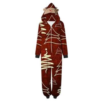 Lpmadey Christmas Family Pajamas Matching Sets Onesie Holiday Jumpsuit Pjs Set Xmas Tree Graphic Clothes Cozy Elk Homewear 33 Red
