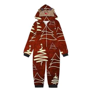 Lpmadey Christmas Family Pajamas Matching Sets Onesie Holiday Jumpsuit Pjs Set Xmas Tree Graphic Clothes Cozy Elk Homewear 33 Red