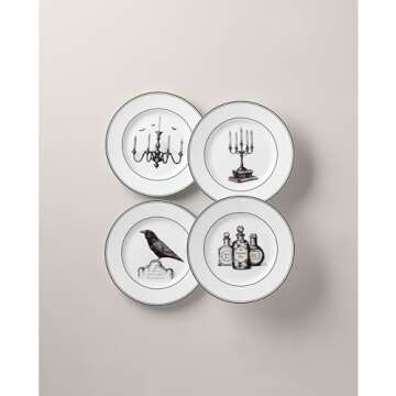 Lenox 891431 Vintage Halloween 4-Piece Dessert Plate Set, Halloween