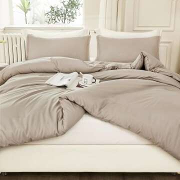 Litanika Oatmeal Comforter Queen Size, 3 Pieces Lightweight Solid Bedding Comforter Set, All Season ...