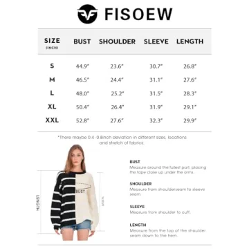 Fisoew Womens Striped Pullover Sweater for Stylish Comfort