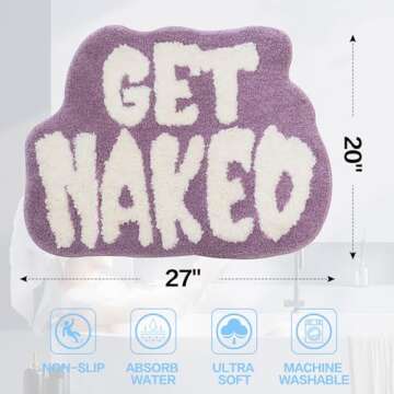 Etomiel Get Naked Bath Mat, Cute Bathroom Rug for Bathroom Mat, rregular Non Slip Shower Floor MatUl...