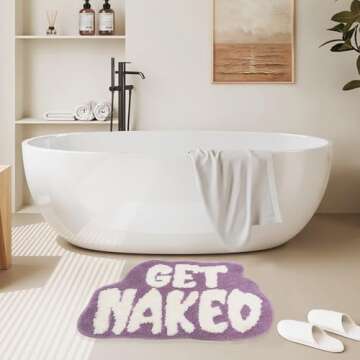 Etomiel Get Naked Bath Mat, Cute Bathroom Rug for Bathroom Mat, rregular Non Slip Shower Floor MatUltra Soft Mat Funny Bathroom Decor (Purple)