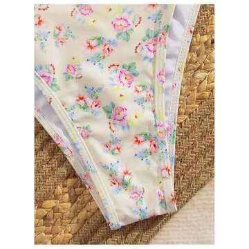 MakeMeChic Women's Floral Bow Halter Bikini Set