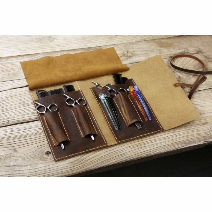 Leather Barber Roll Case for Hair Stylists | Personalized
