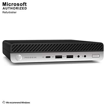 HP ProDesk 600 G3 Mini PC Desktop Intel Core i5-6500T (Quad Core) 16GB RAM 256GB PCIe Solid State Dr...