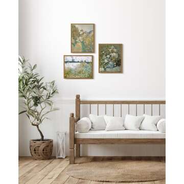 ARPEOTCY Framed Canvas Floral Wall Art Print, Vintage French Flower Wall Art Home Decor, Ceramic Vase Floral Oil Painting for Living Room, Office Decor, 8x10 inch (Bouquet de printemps)