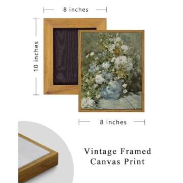 ARPEOTCY Framed Canvas Floral Wall Art Print, Vintage French Flower Wall Art Home Decor, Ceramic Vase Floral Oil Painting for Living Room, Office Decor, 8x10 inch (Bouquet de printemps)