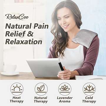 RelaxCoo Heating pad Microwavable with Washable Cover 6 * 12" Microwave Moist Heat Pad for Neck Shoulder, Cramps, Back Pain Relief, Warm Compress Rice Bean Bag Hot Pack for Muscles, Joints, Lavender