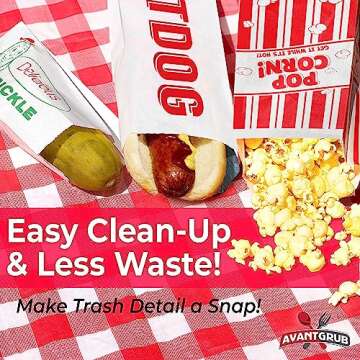 Super Fun, Grease-Proof Food Wrapper 300 Combo Pack. 100 Each Pickle, Hot Dog and Popcorn Durable Retro Bags. Snack Bag Trio for Party Favors or Treats. Great for Themed Parties, Carnival and Festival