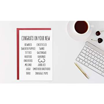 Gonzey Funny Breast Implant Card,Boob Job Card,New Boobs Card,Fake Boob Card,Fake Boob Congrats Card,New Tits Card