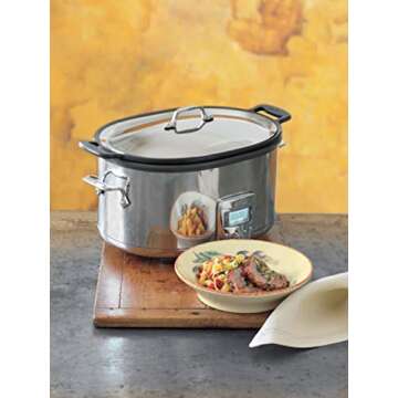 All-Clad Stainless Steel Electric Slow Cooker 7-Quart, Programmable LCD Timer, Aluminum Insert, Slow...