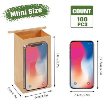 Moretoes 100pcs Small Bakery Bags with Window, Cookie Bags Pastry Bags Kraft Paper Bags, 3.54x2.36x6...