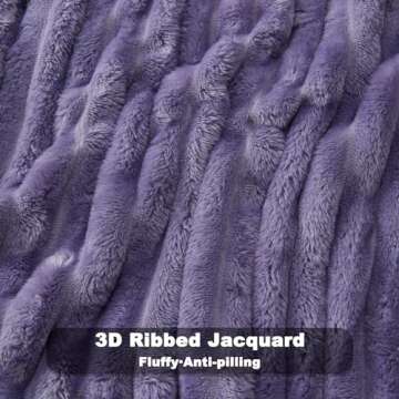 NEWCOSPLAY Super Soft Throw Blanket Lavender Premium Silky Flannel Fleece 3D Ribbed Jacquard Lightweight Bed Blanket All Season Use (Lavender Ribbed, Throw(50"x60"))