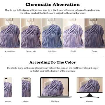 NEWCOSPLAY Super Soft Throw Blanket Lavender Premium Silky Flannel Fleece 3D Ribbed Jacquard Lightweight Bed Blanket All Season Use (Lavender Ribbed, Throw(50"x60"))