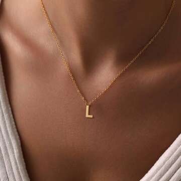 Fwlisesa Cute Initial Necklaces for Women, Dainty Gold Letter Necklace 14K Gold Plated Personalized ...