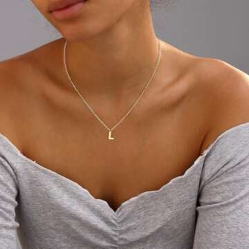 Fwlisesa Cute Initial Necklaces for Women, Dainty Gold Letter Necklace 14K Gold Plated Personalized Alphabet Initial Pendant Necklace Simple Small Aesthetic Gold Choker Necklaces Jewelry for Women