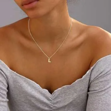 Fwlisesa Cute Initial Necklaces for Women, Dainty Gold Letter Necklace 14K Gold Plated Personalized Alphabet Initial Pendant Necklace Simple Small Aesthetic Gold Choker Necklaces Jewelry for Women