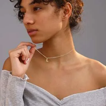 Fwlisesa Cute Initial Necklaces for Women, Dainty Gold Letter Necklace 14K Gold Plated Personalized Alphabet Initial Pendant Necklace Simple Small Aesthetic Gold Choker Necklaces Jewelry for Women