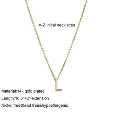 Fwlisesa Cute Initial Necklaces for Women, Dainty Gold Letter Necklace 14K Gold Plated Personalized Alphabet Initial Pendant Necklace Simple Small Aesthetic Gold Choker Necklaces Jewelry for Women