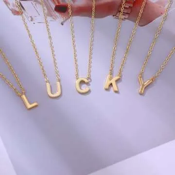 Fwlisesa Cute Initial Necklaces for Women, Dainty Gold Letter Necklace 14K Gold Plated Personalized Alphabet Initial Pendant Necklace Simple Small Aesthetic Gold Choker Necklaces Jewelry for Women