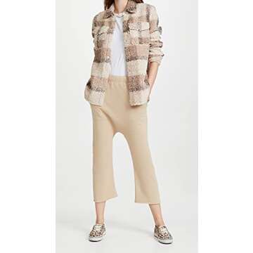 BB DAKOTA Women's Plaid Sherpa Shacket, Light Camel, S