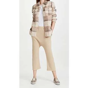 BB DAKOTA Women's Plaid Sherpa Shacket, Light Camel, S