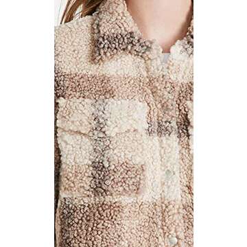 BB DAKOTA Women's Plaid Sherpa Shacket, Light Camel, S