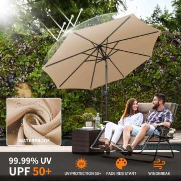 HOMEDEMO 9FT Outdoor Patio Umbrella Outdoor Table Umbrella with Push Button Tilt and Crank, Market U...
