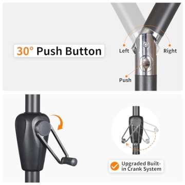 HOMEDEMO 9FT Outdoor Patio Umbrella Outdoor Table Umbrella with Push Button Tilt and Crank, Market Umbrella 8 Sturdy Ribs UV Protection Waterproof(Khaki)