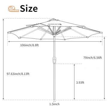 HOMEDEMO 9FT Outdoor Patio Umbrella Outdoor Table Umbrella with Push Button Tilt and Crank, Market Umbrella 8 Sturdy Ribs UV Protection Waterproof(Khaki)