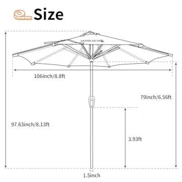 HOMEDEMO 9FT Patio Umbrella with Easy Crank and Tilt Features