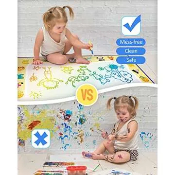 Coogam Water Doodle Mat with ABC Letters Set, Aqua Color Animal Alphabet Pattern Painting Drawing Writing Pad Educational Learning Gift Toys for 3 4 5 Year Old Kids(40 X 31Inches)